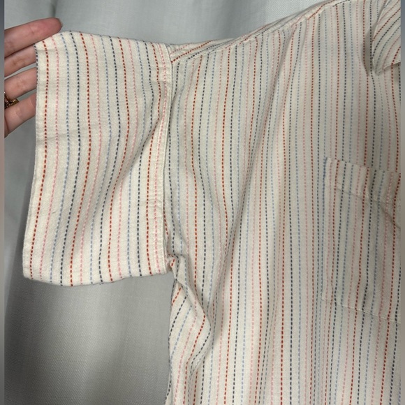 Madewell Courier White Shirt in Stitched Rainbow Stripe XL - Picture 8 of 10